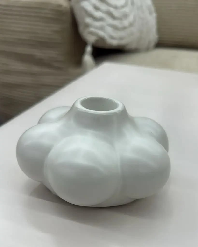 Bougeoir blanc forme fleurs 