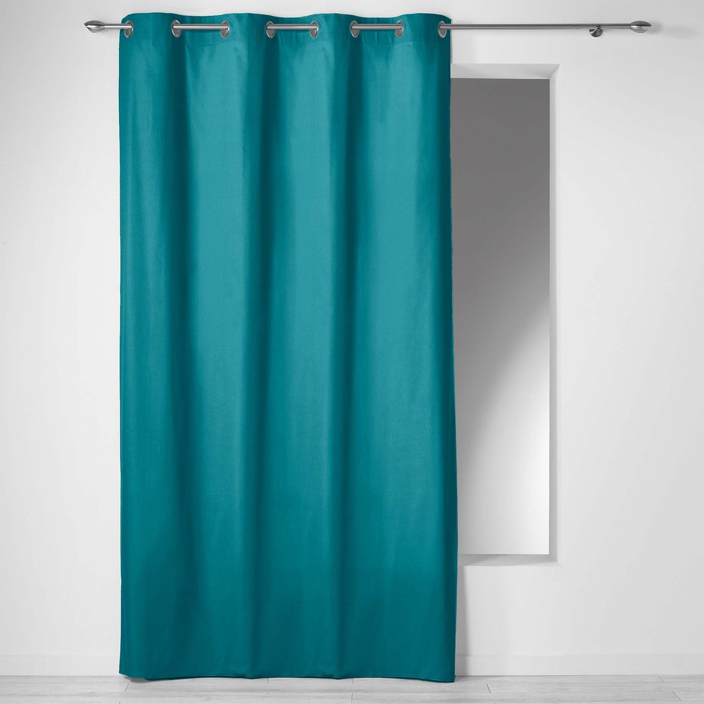 Rideau a oeillets 140 x 240 cm coton uni panama bleu