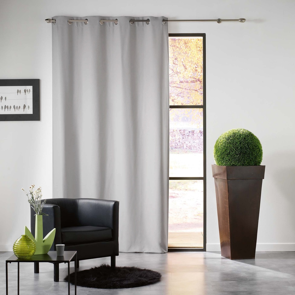 Rideau a oeillets 140 x 240 cm occultant uni mezzo gris