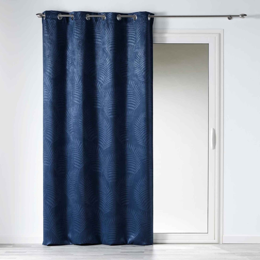 Rao 140 x 240 cm occultant velours frappe tropicaline indigo