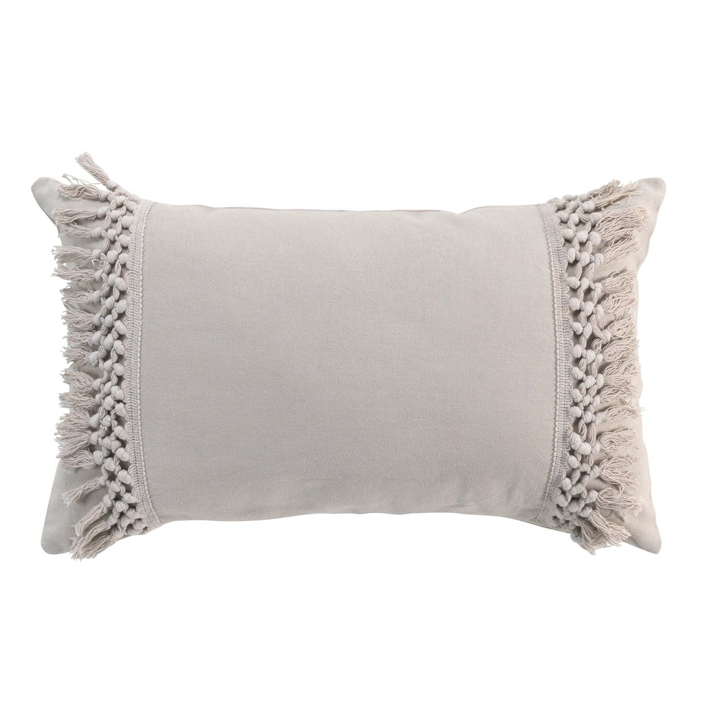 Coussin dehous. compr. franges 30 x 50 cm coton salma lin