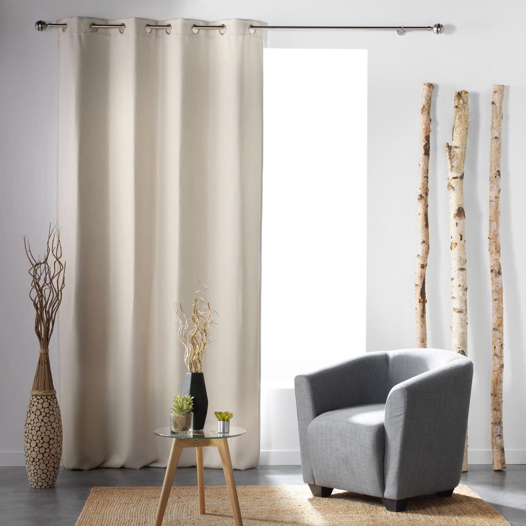 Rideau a oeillets 135 x 240 cm occultant tisse tramina naturel