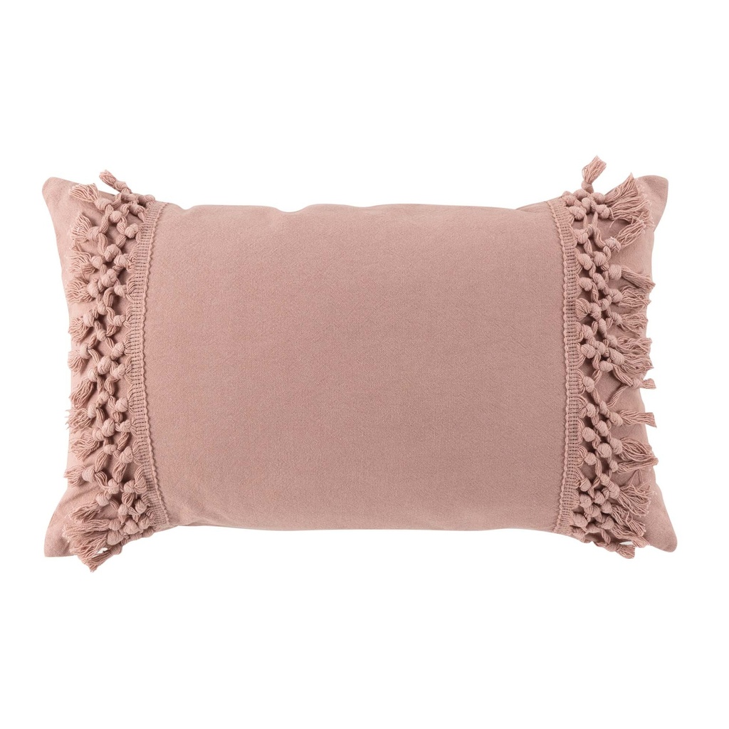 Coussin dehous. compr. franges 30 x 50 cm coton salma rose