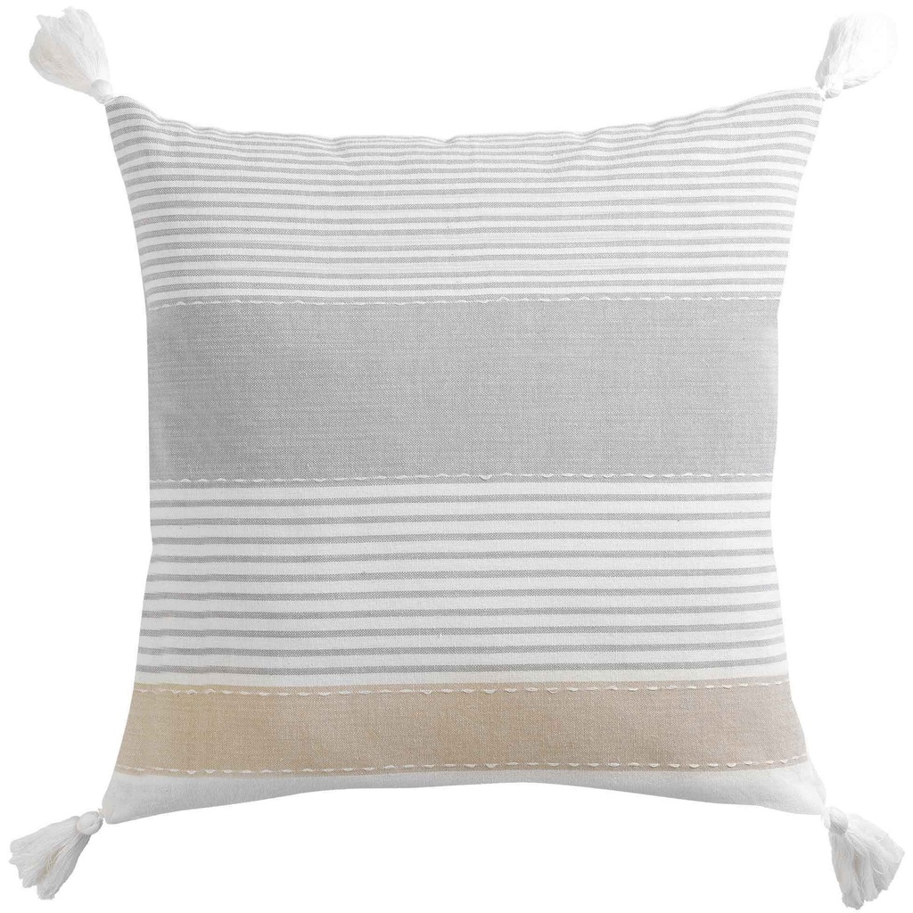 Coussin dehoussable pompons 60 x 60 cm coton imprime iliade des. place