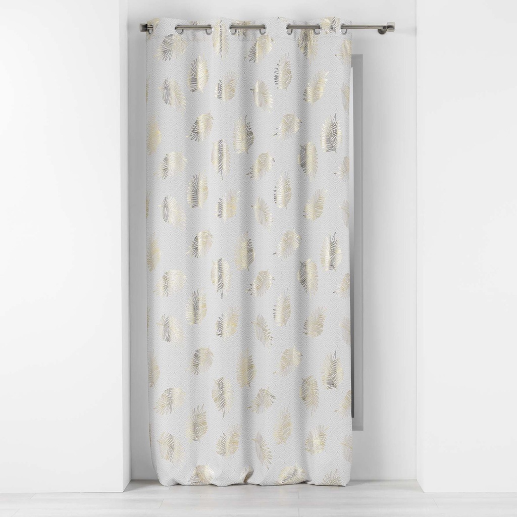 Rideau a oeillets 140 x 260 cm polyester imprime metallise sunny gold