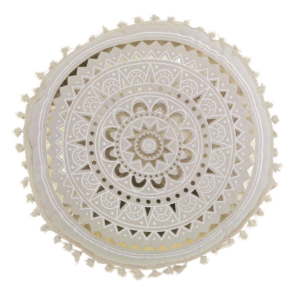 Coussin compresse pompons (0) 40 cm coton imprime metallise sundore des. place