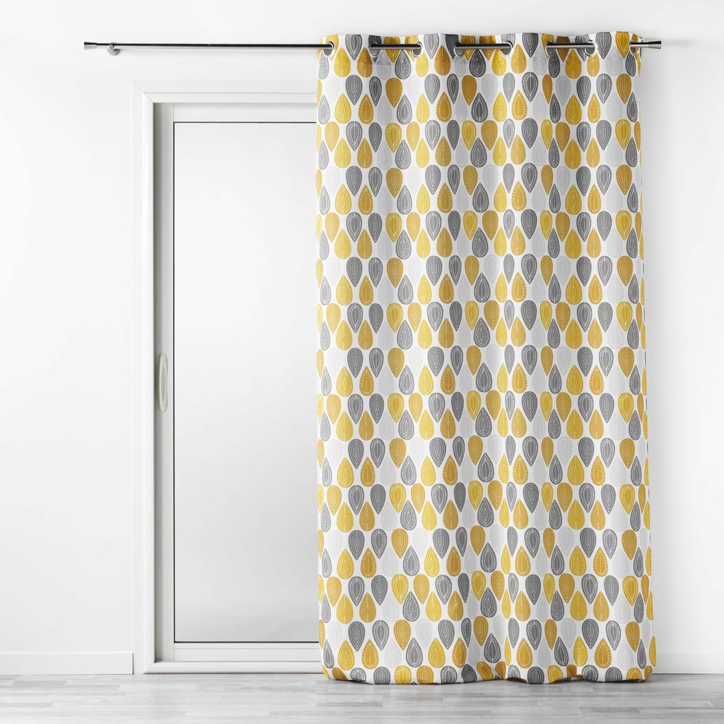 Rideau a oeillets 140 x 260 cm polyester imprime palpito jaune/blanc