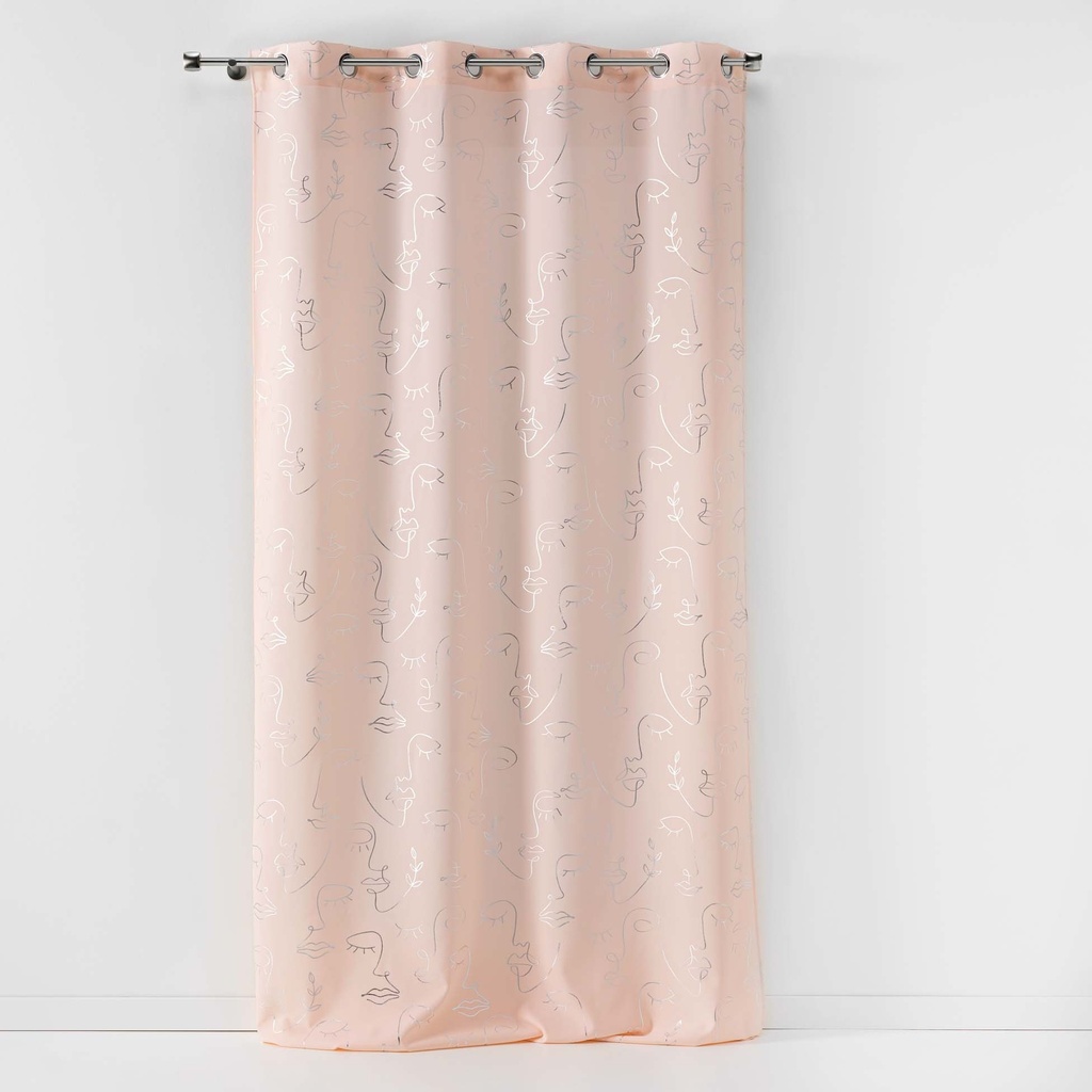Rao 140 x 260 cm polyester imp. metallise arty line rose/argent