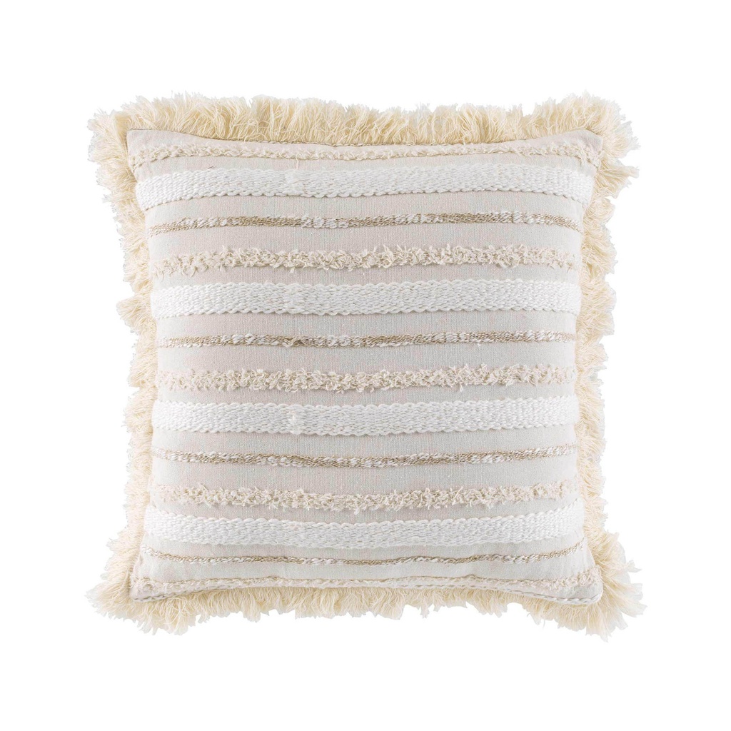 Coussin dehous. compr. franges 40 x 40 cm coton tisse atlas naturel