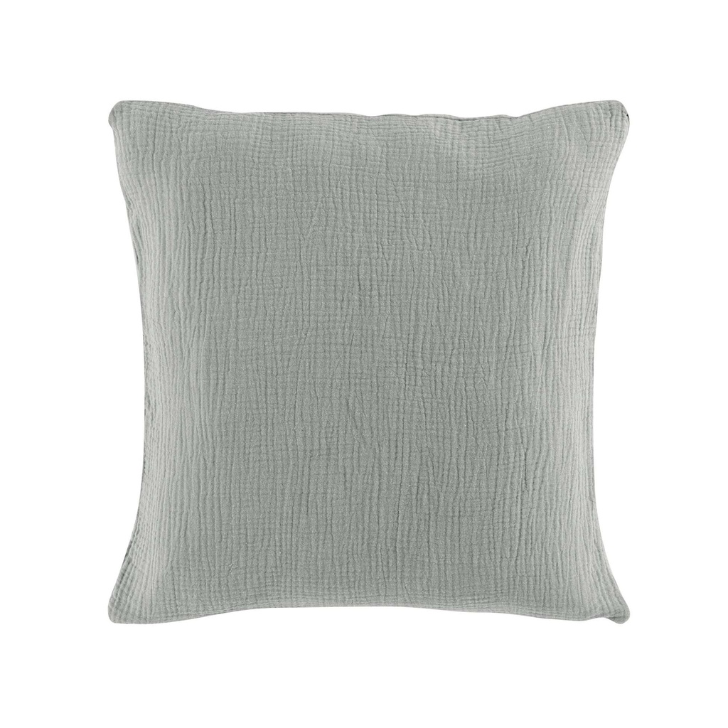 Coussin dehoussable compresse 40 x 40 cm gaze de coton uni angelia gris