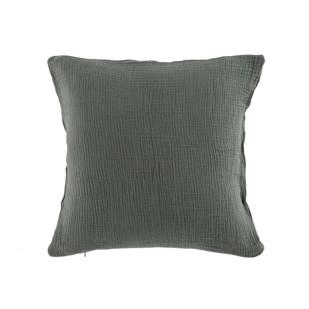 Coussin dehoussable compresse 40 x 40 cm gaze de coton uni angelia anthracite