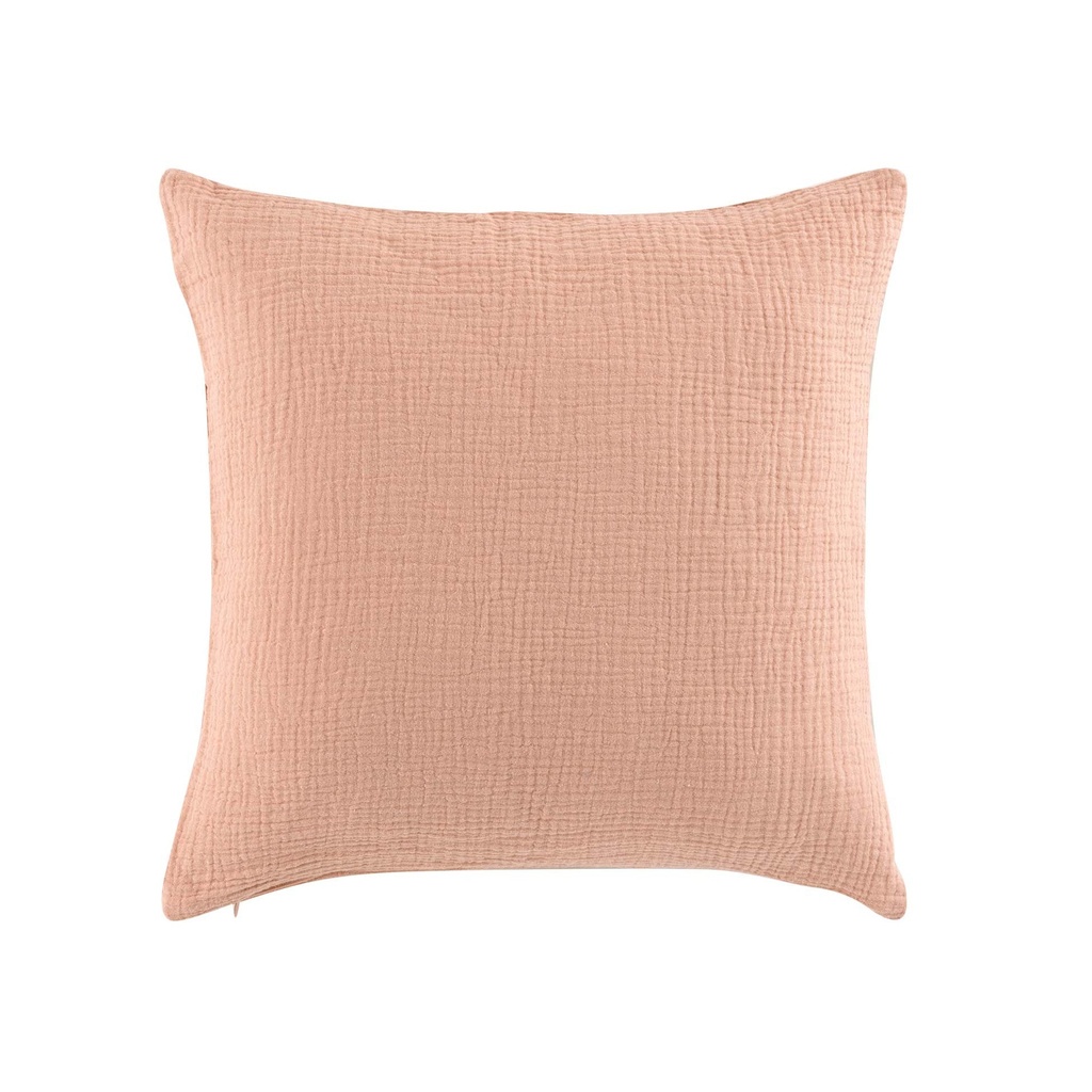Coussin dehoussable compresse 40 x 40 cm gaze de coton uni angelia rose