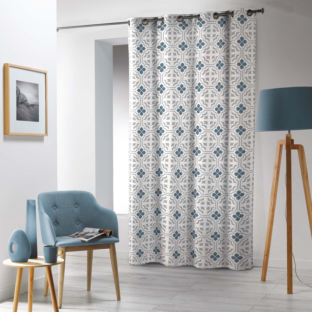 Rideau a oeillets 140 x 240 cm microfibre imp. e azulero