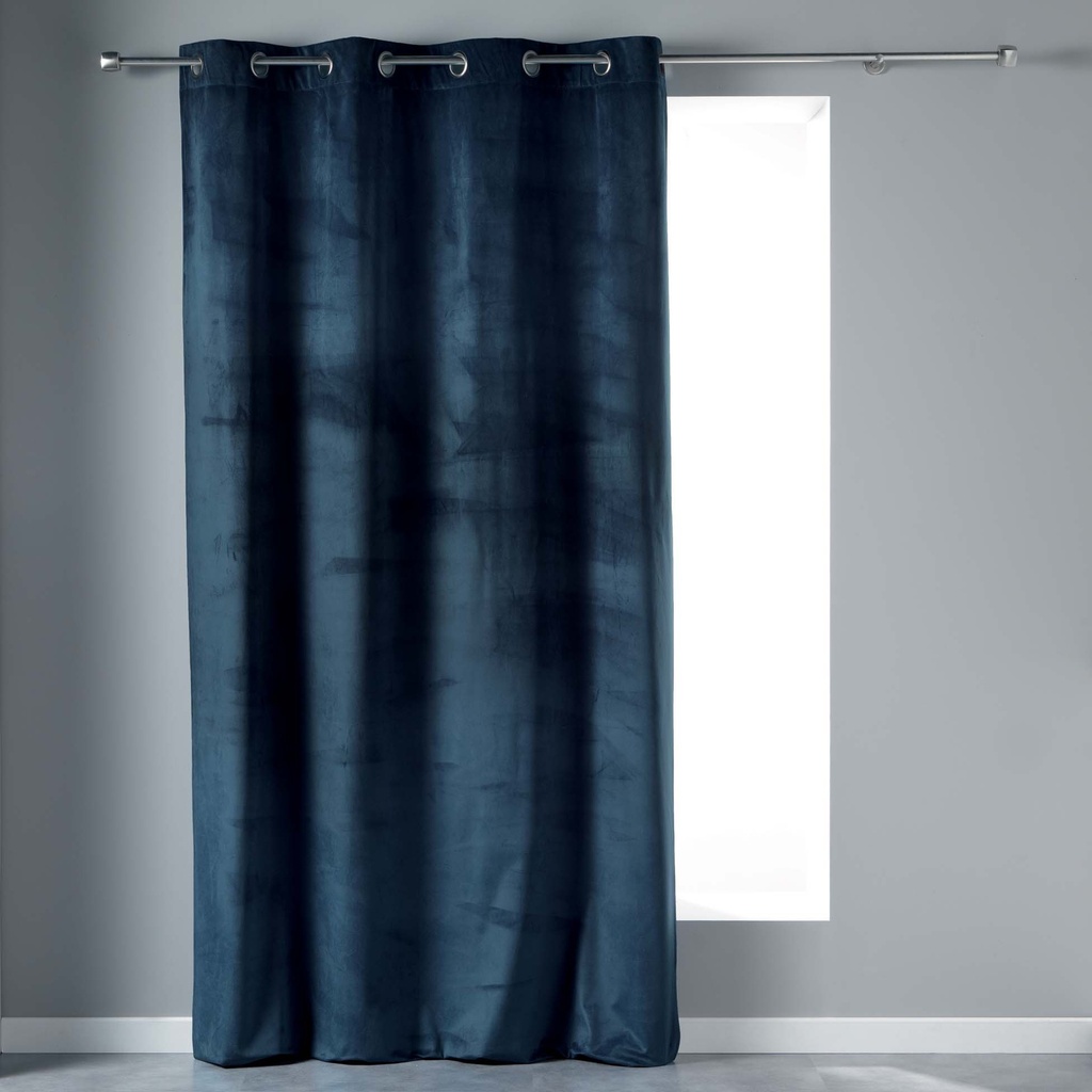 Rideau a oeillets 140 x 240 cm velours uni velvetine marine