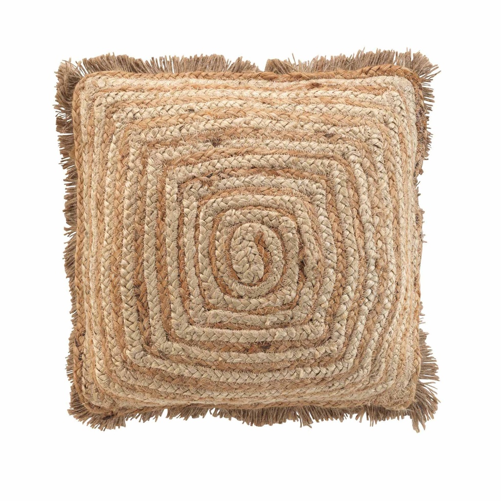 Coussin dehous. compr. franges 45 x 45 cm jute uni+coton uni tournicotti