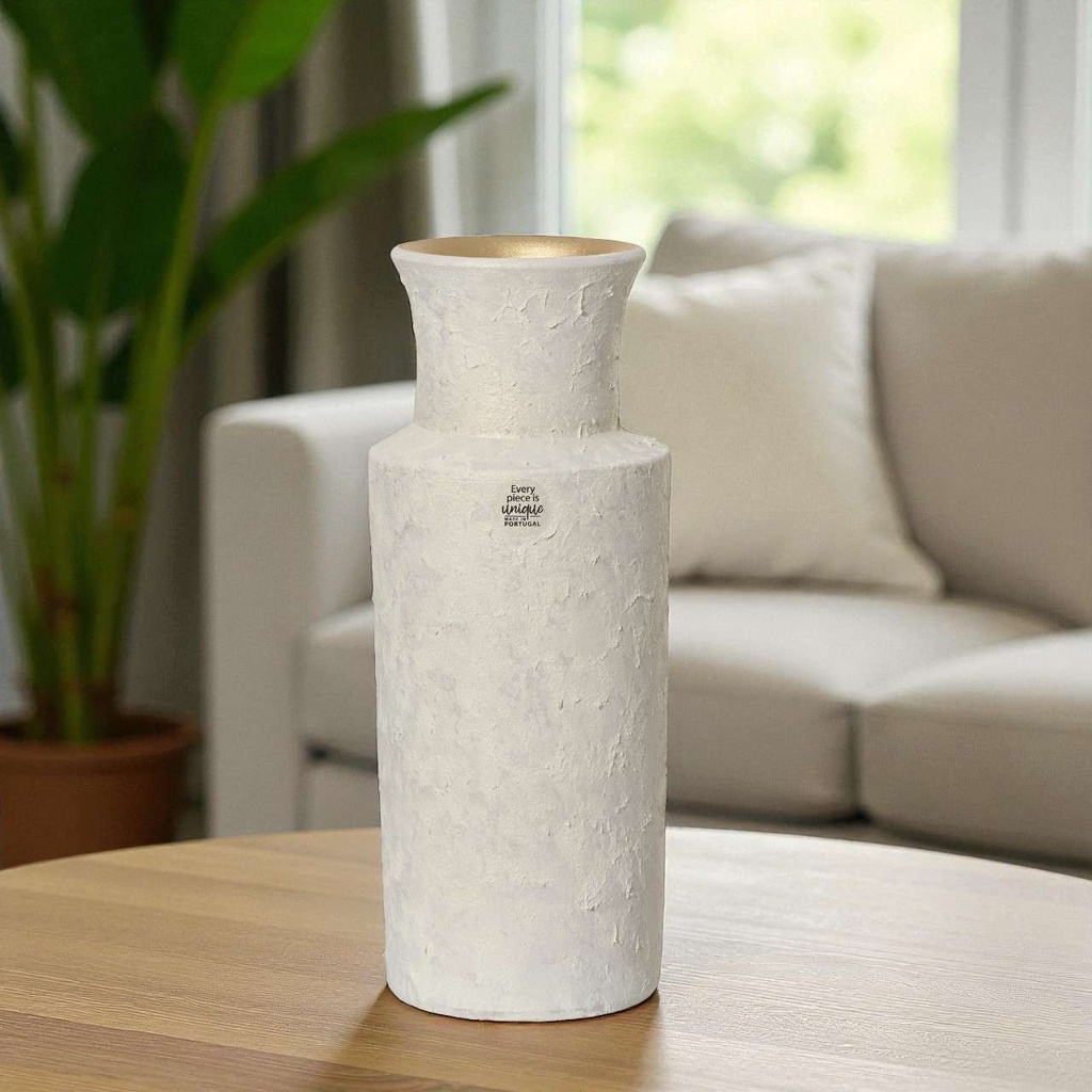 Vase terre cuite mat a/paillettes doublure or