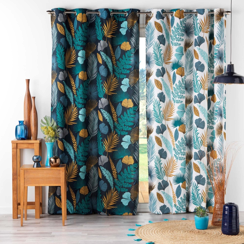 Rideau a oeillets 140 x 240 cm coton imprime panatropic blanc