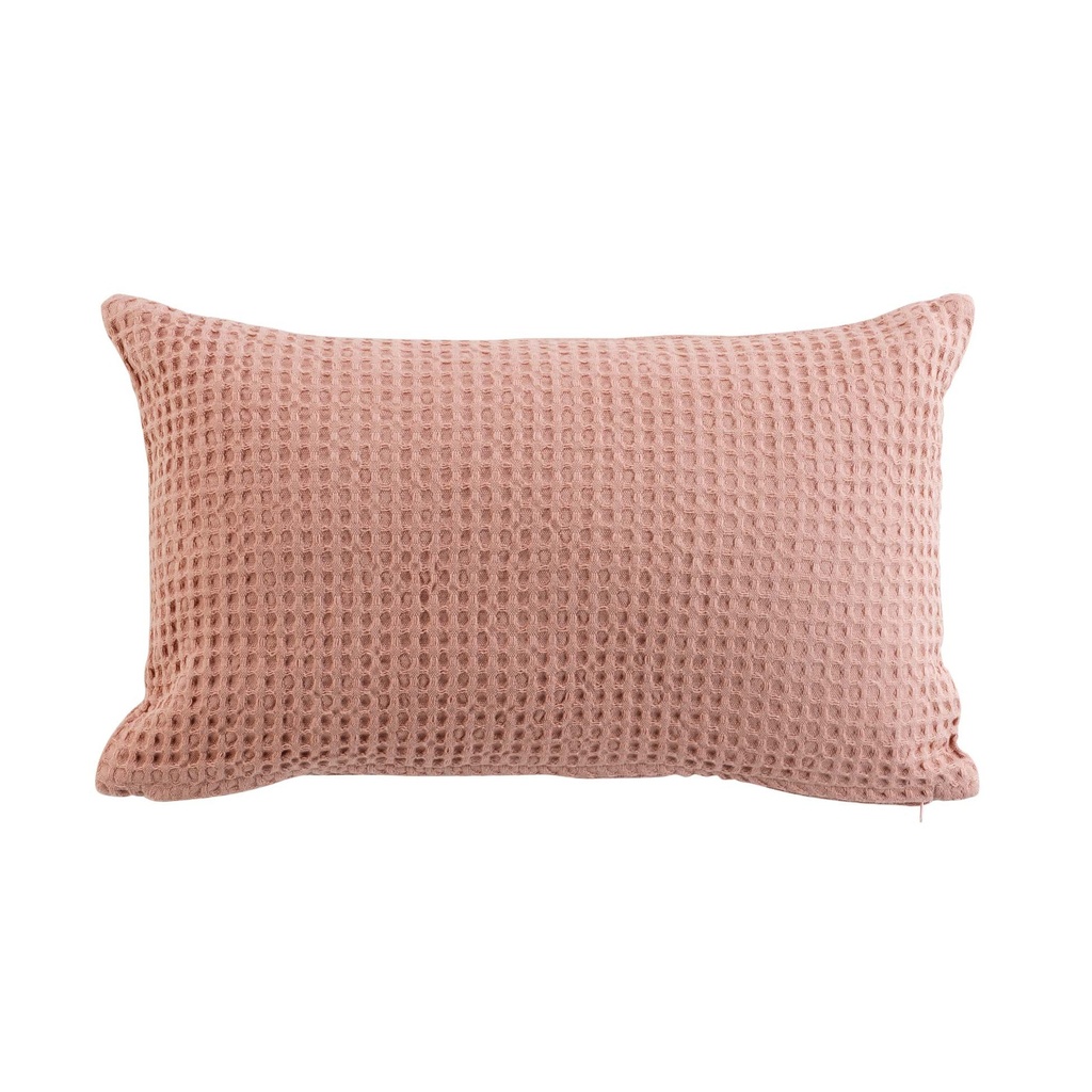 Coussin dehoussable 30 x 50 cm coton uni gaufrette rose