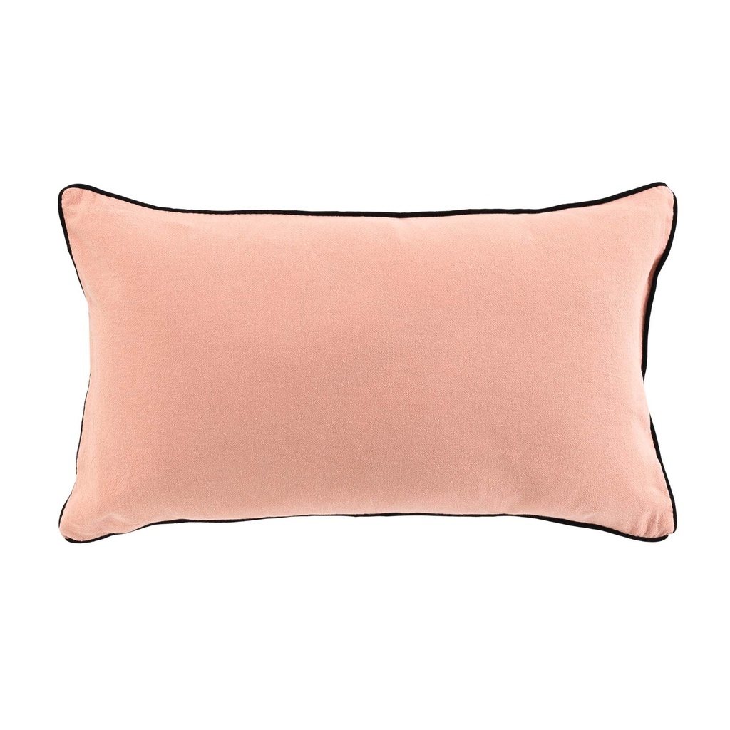 Coussin dehoussable passepoil 30 x 50 cm coton lave linette rose