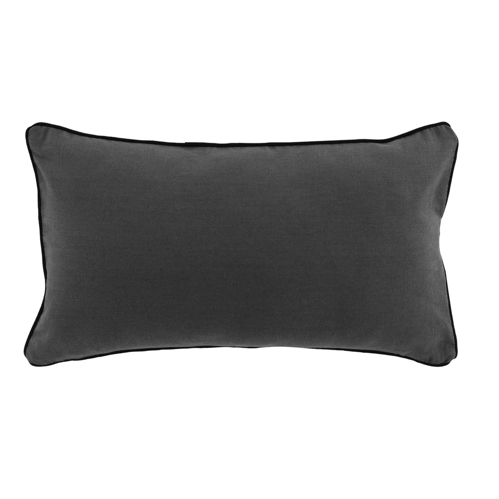 Coussin dehoussable passepoil 30 x 50 cm coton lave linette anthracite