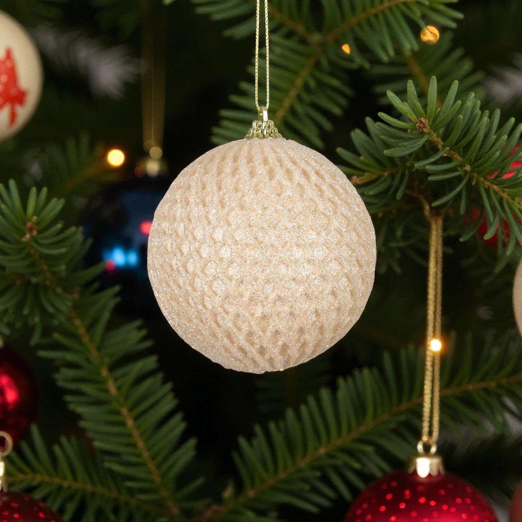 Boule doré mousse paillettes carreaux et paillettes tout autour 