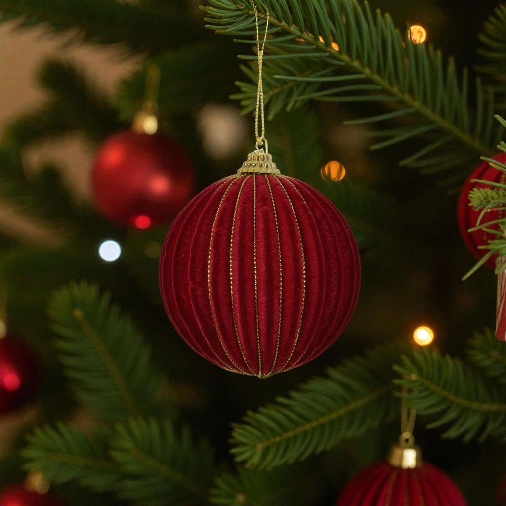 Boule mousse flock rayures fil de fer or