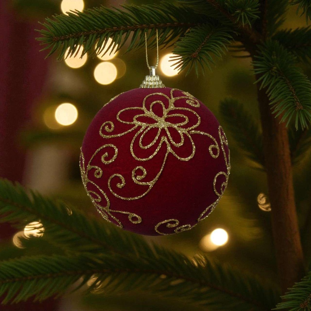 Boule mousse velours fleur paillettes