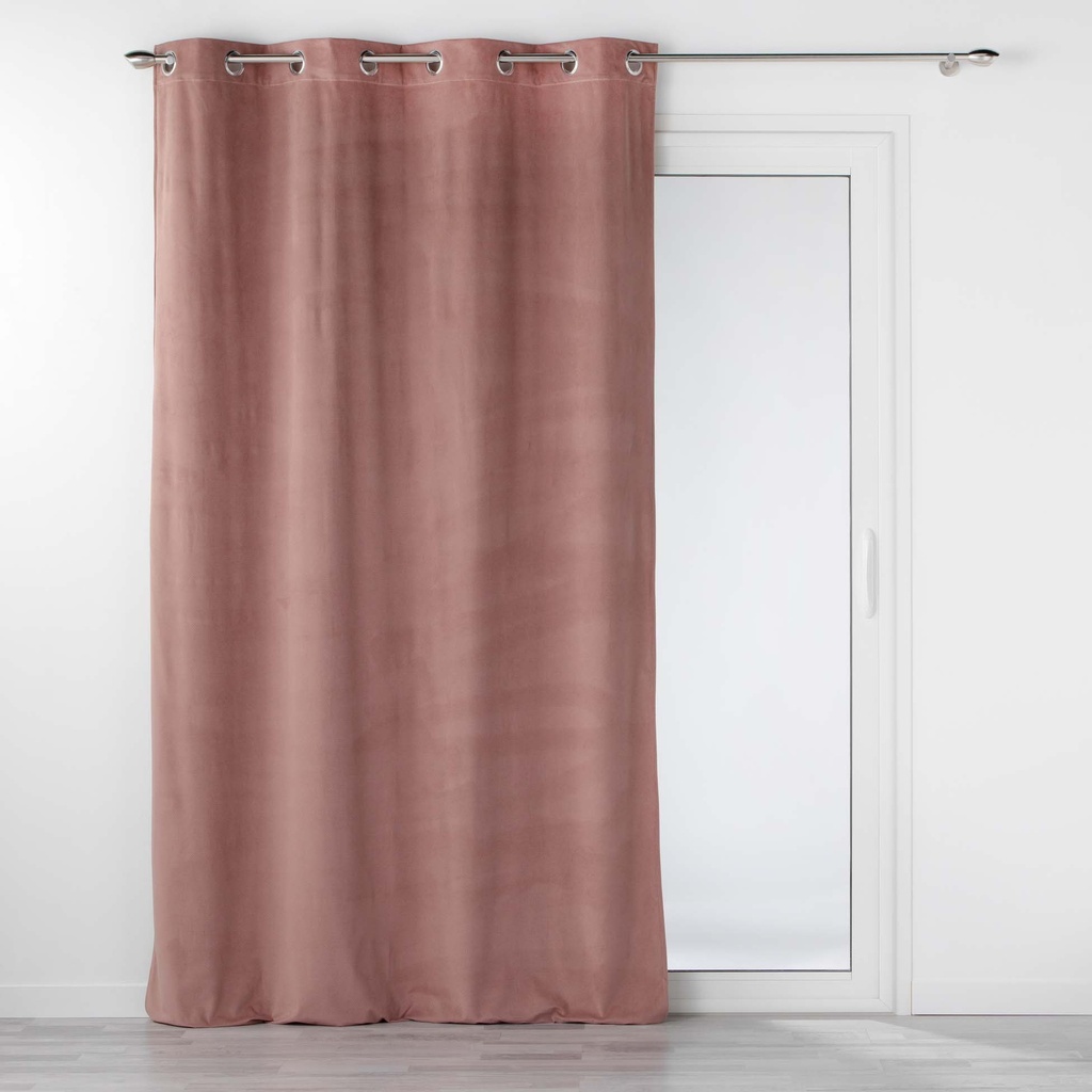 Rideau a oeillets 140 x 260 cm velours relief velouriane rose
