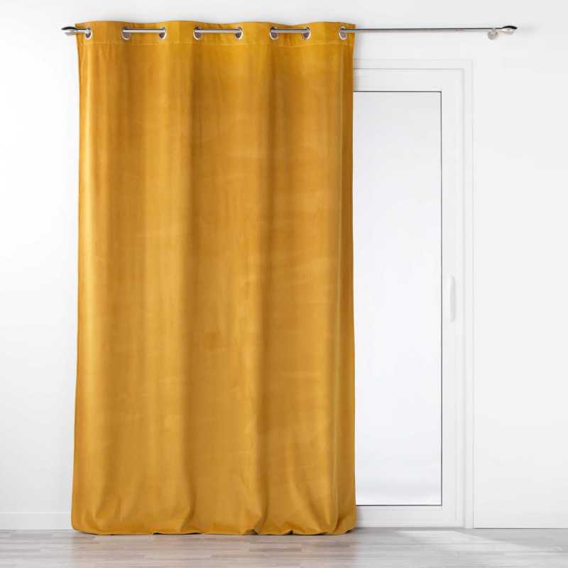 Rideau a oeillets 140 x 260 cm velours relief velouriane ocre