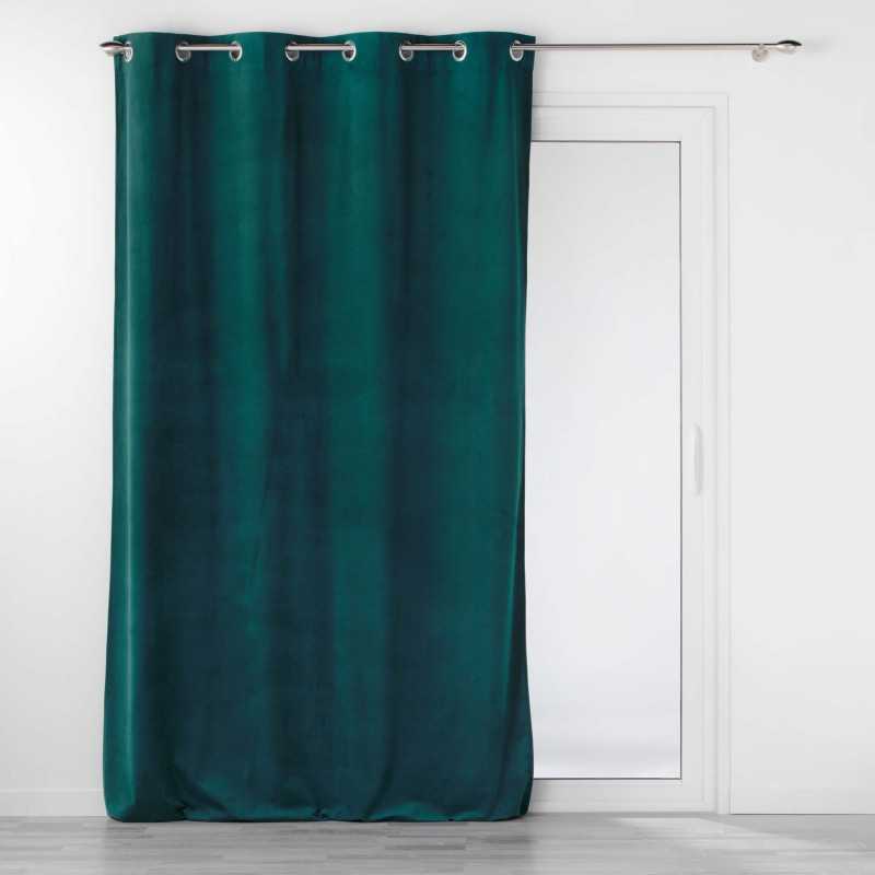Rideau a oeillets 140 x 260 cm velours relief velouriane emeraude