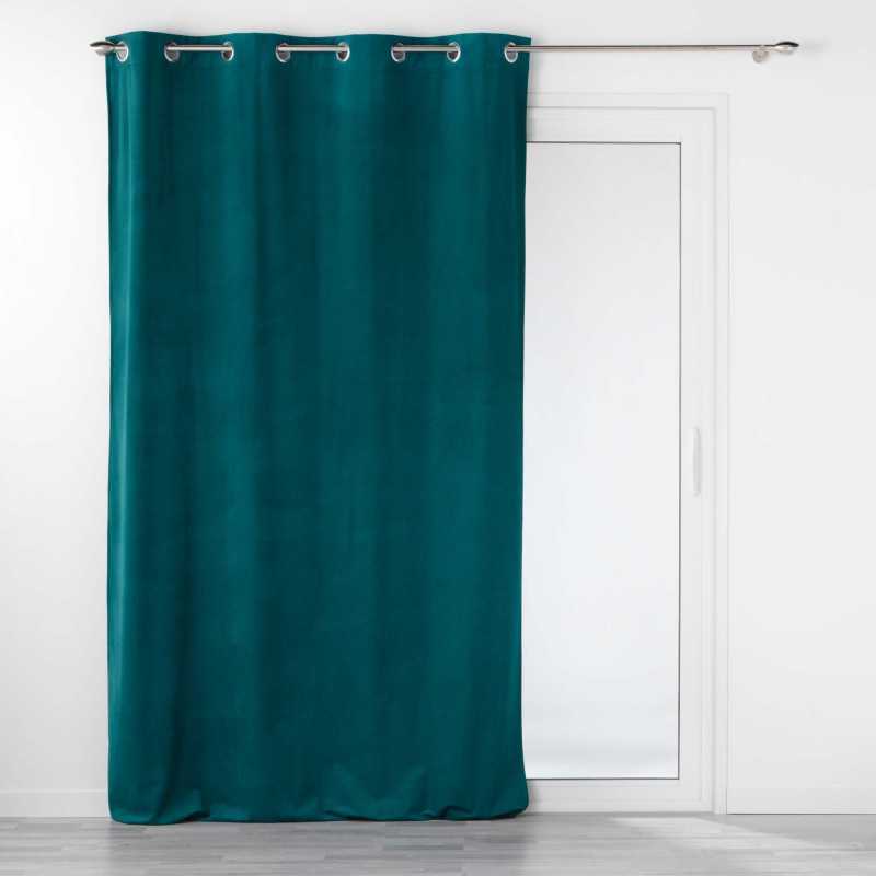 Rideau a oeillets 140 x 260 cm velours relief velouriane petrole
