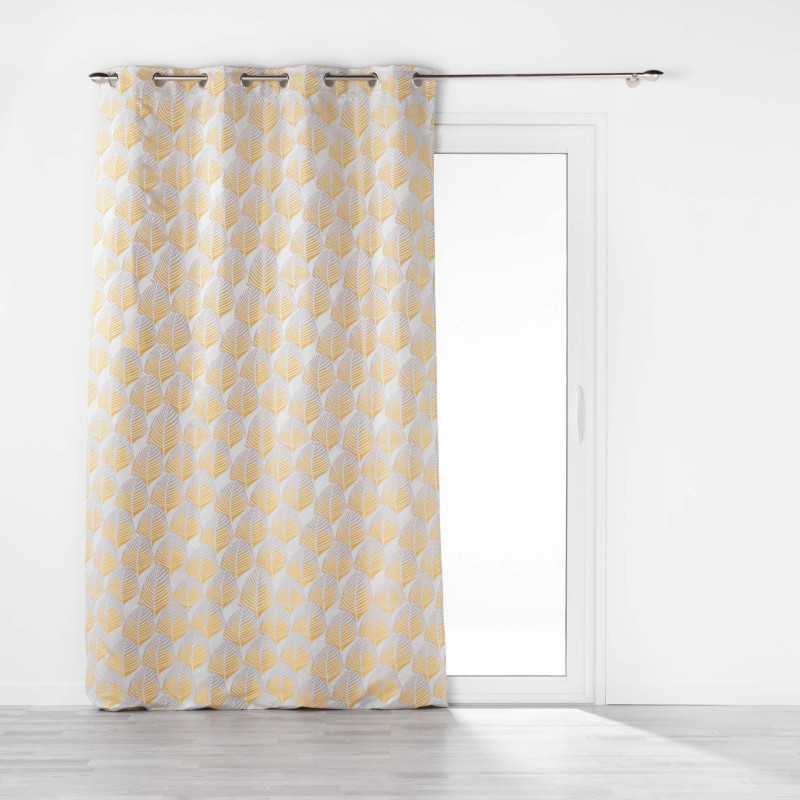 Rideau a oeillets 140 x 260 cm jacquard floriani jaune