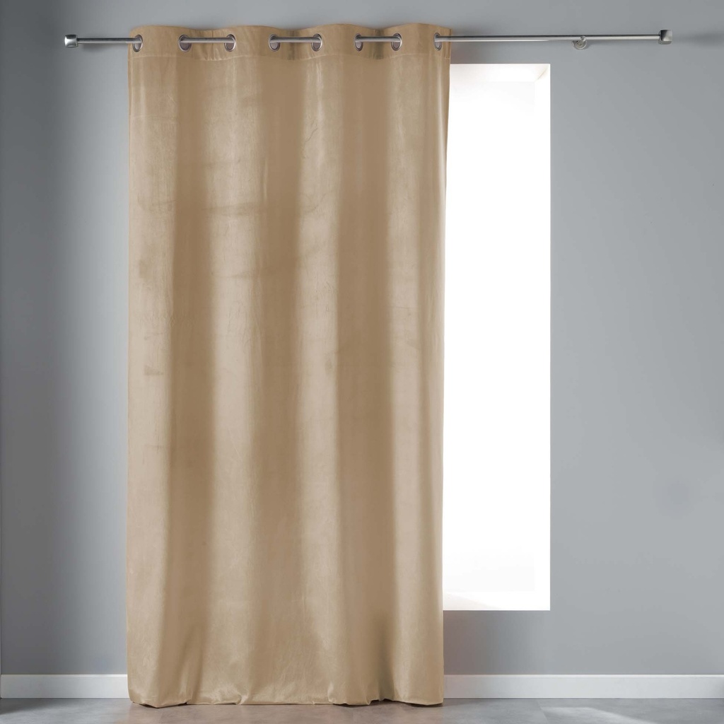 Rideau a oeillets 140 x 240 cm velours uni velvetine sable