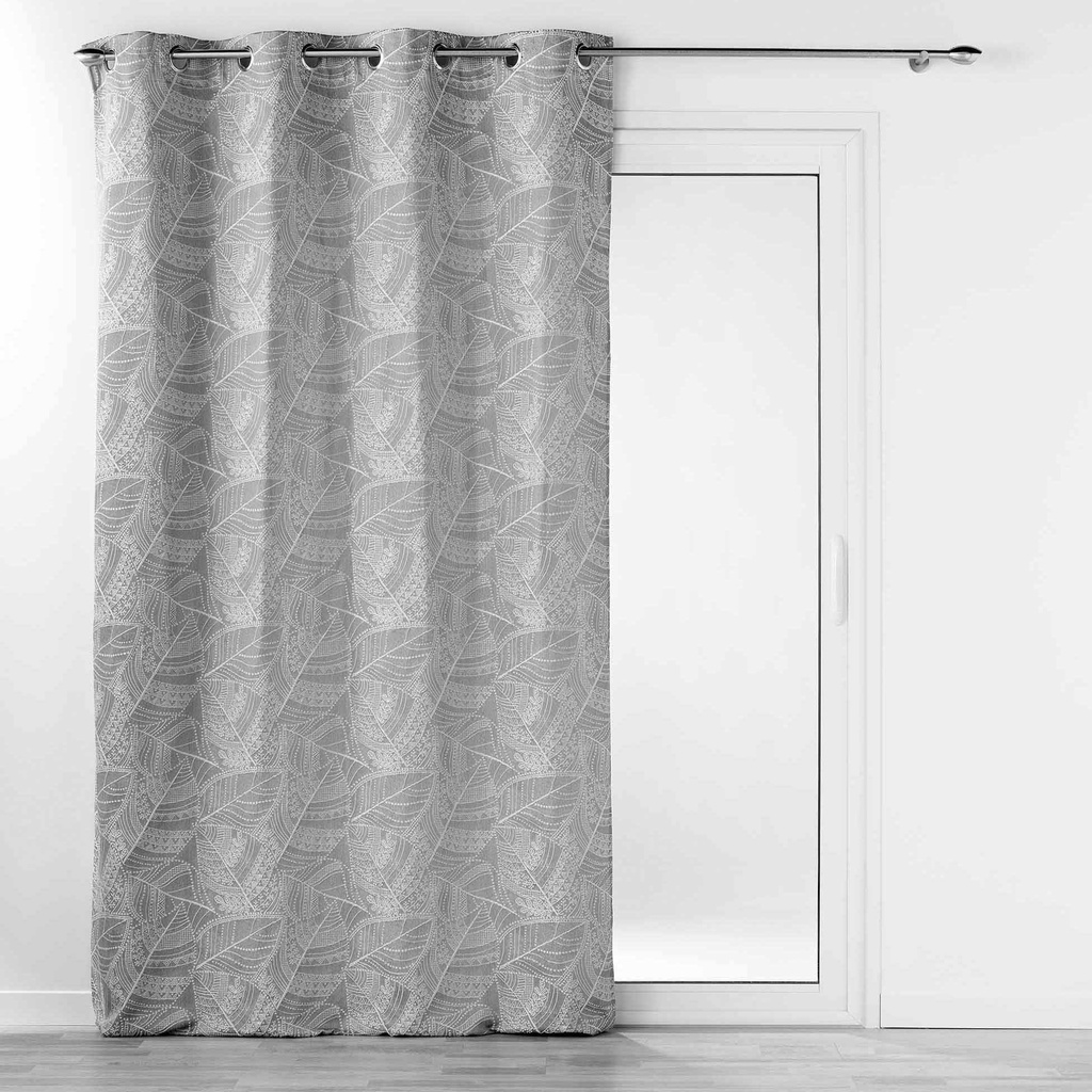 Rideau a oeillets 140 x 260 cm jacquard floriss gris