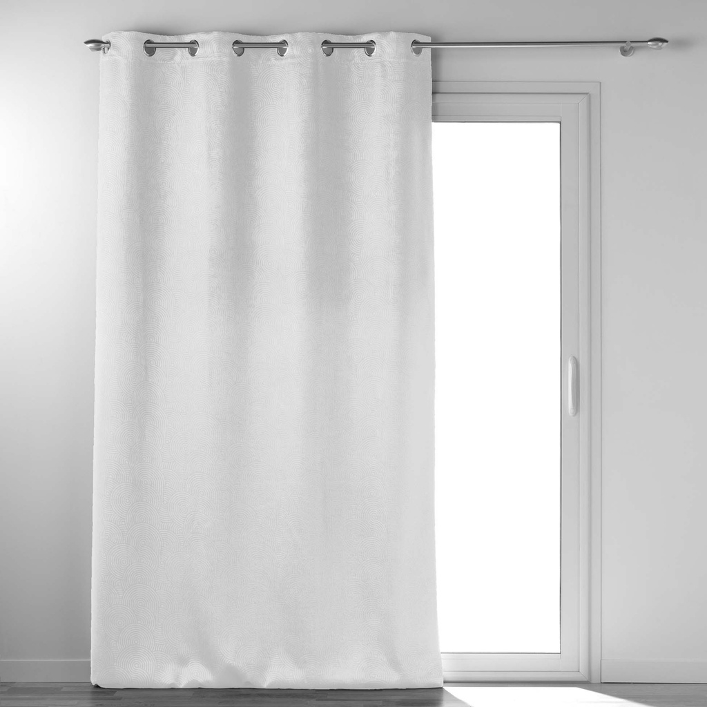 Rideau a oeillets 135 x 240 cm occultant velours frappe anthea blanc
