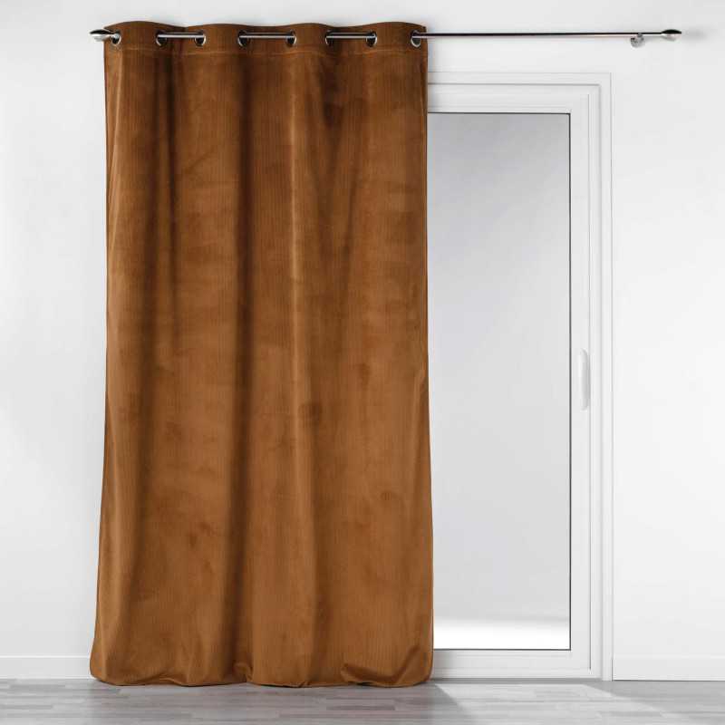 Rideau a oeillets 140x260 cm velours cotele uni casual camel