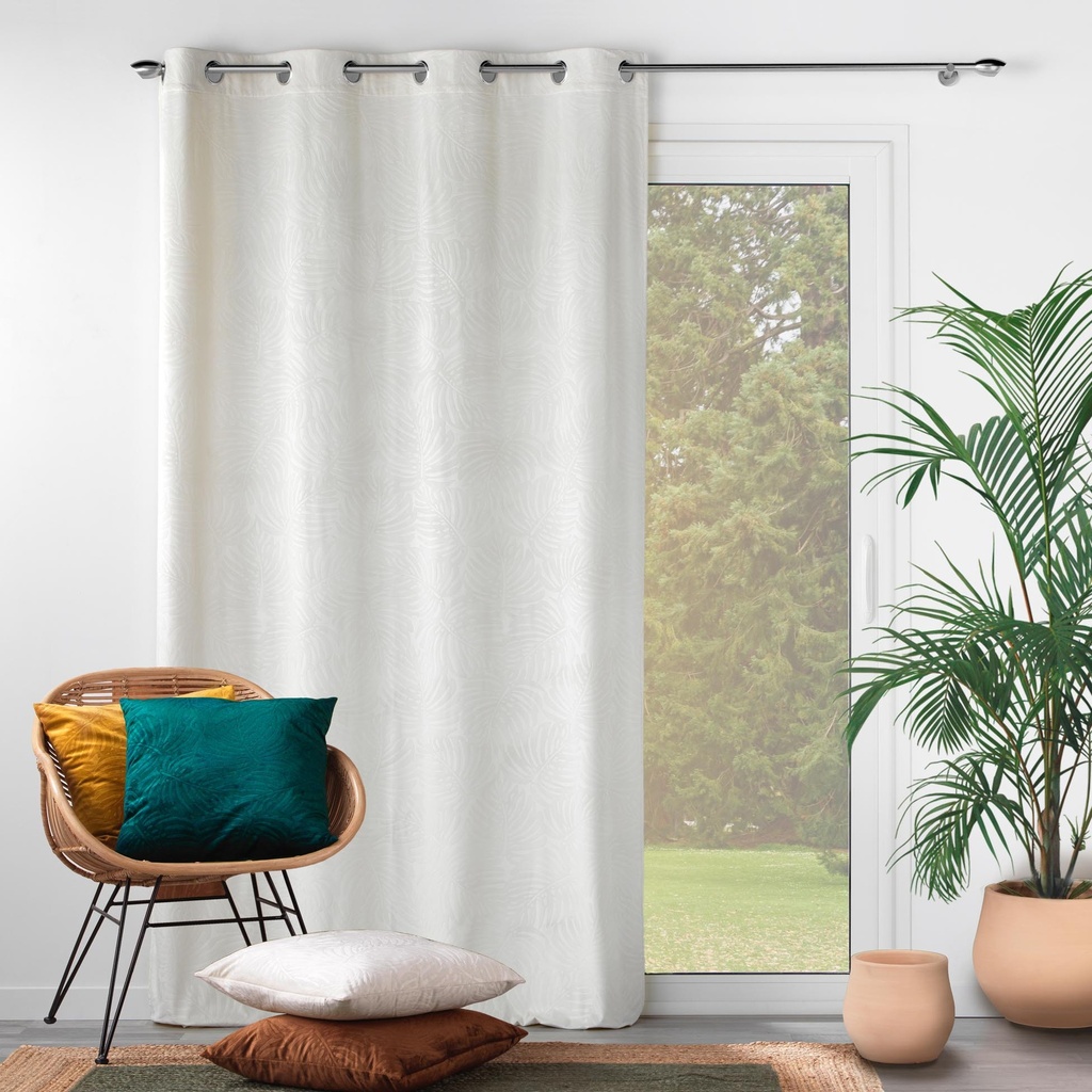 Rideau a oeillets 140 x 240 cm occultant velours relief analia naturel