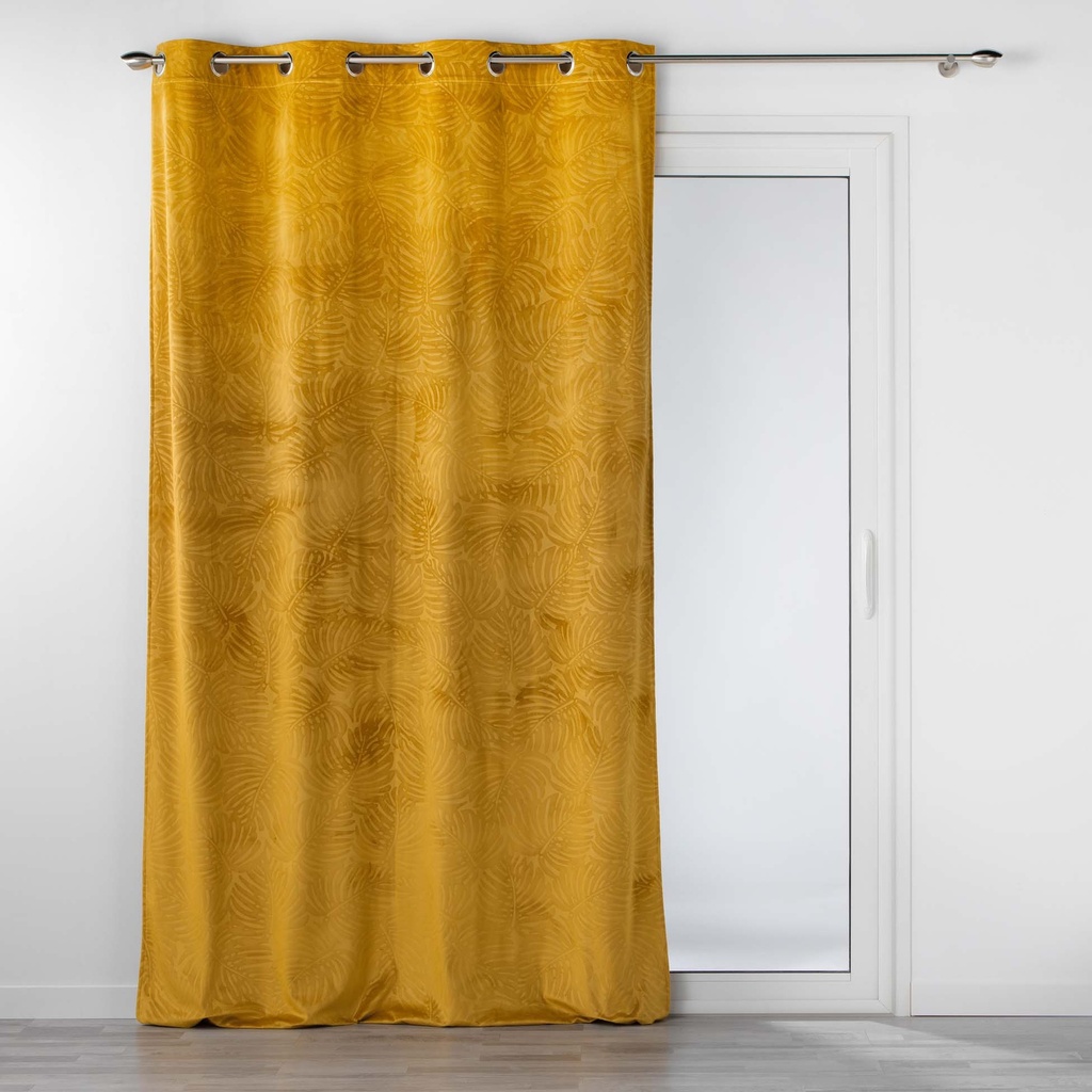 Rideau a oeillets 140 x 240 cm occultant velours relief analia ocre