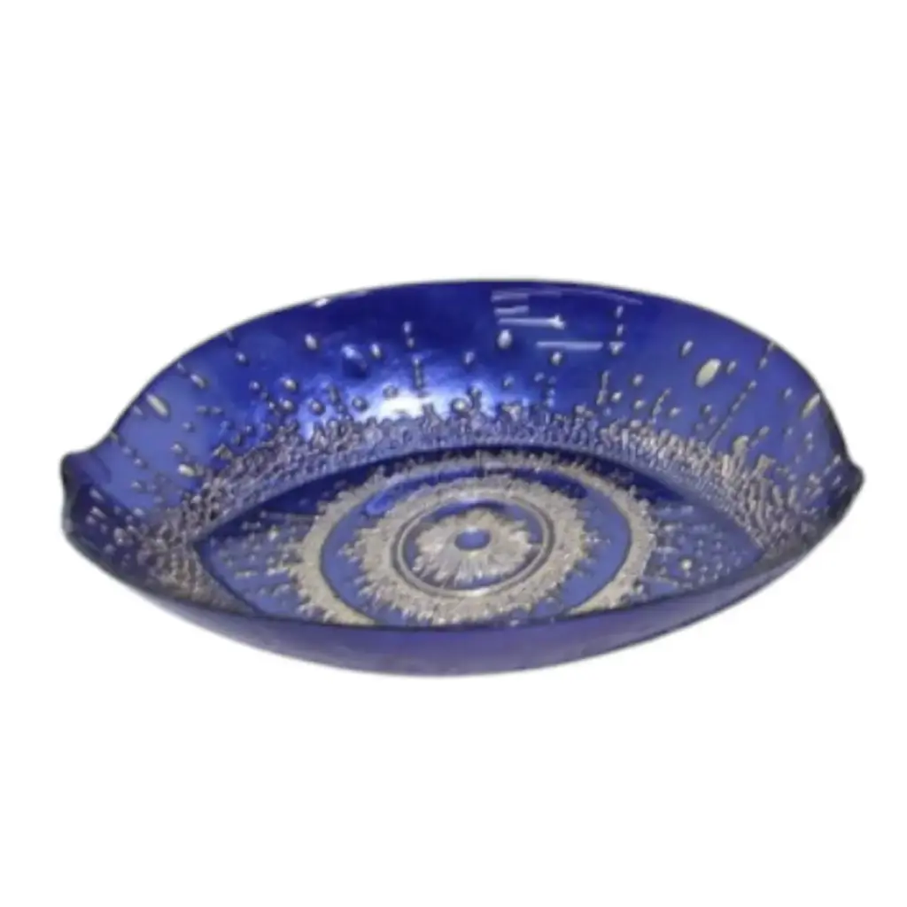 Assiette en verre 21x15cm form bleu 