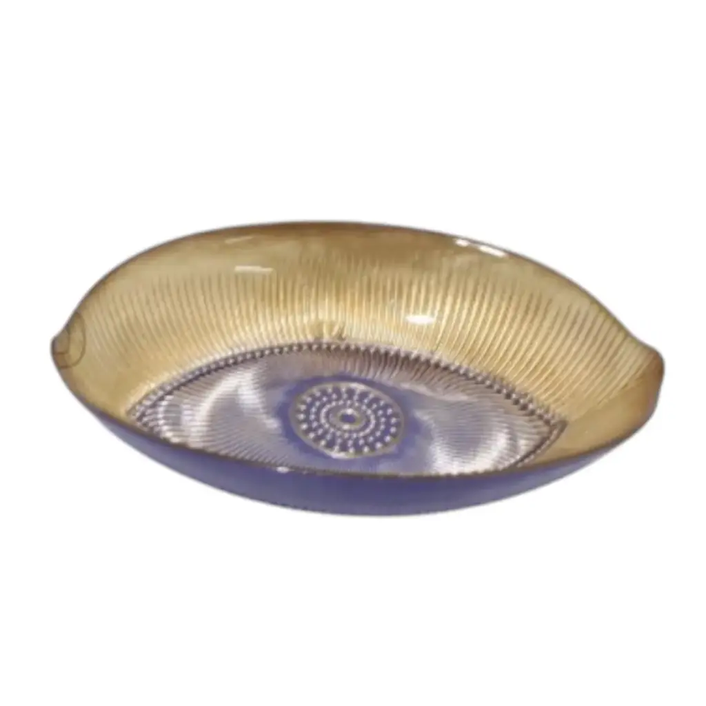 Assiette en verre 21x15cm doré