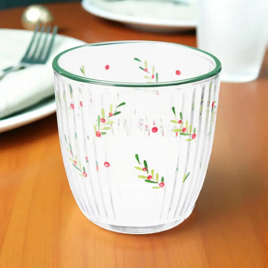 Verre 295ml deco noel vert