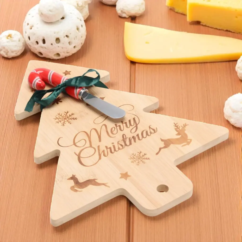 Assiette fromage bambou/couteau