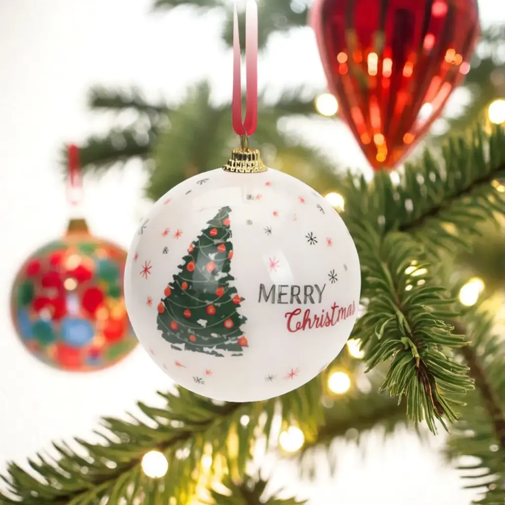 Boule noël sapin blanc