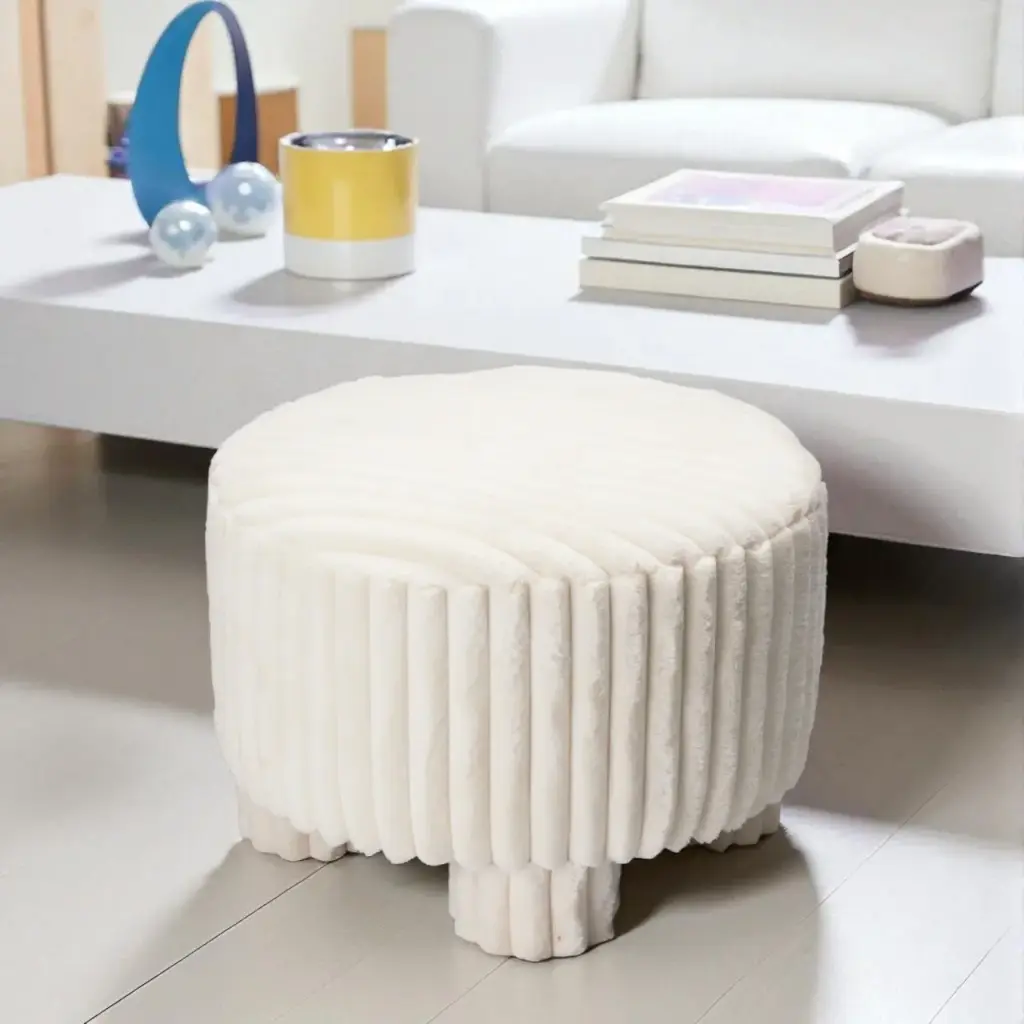 Tabouret 40x29cm blanc cassé