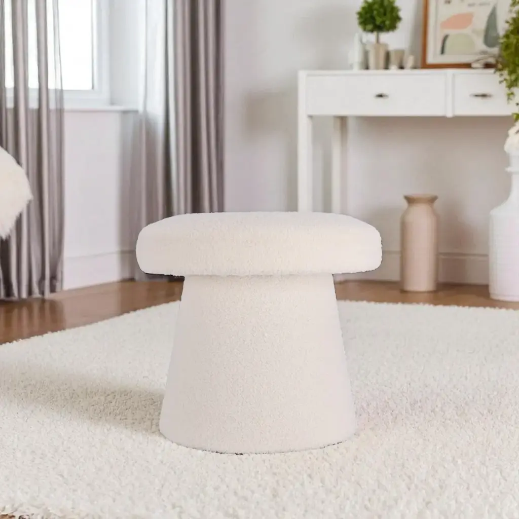 Pouf champignon 43cm blanc
