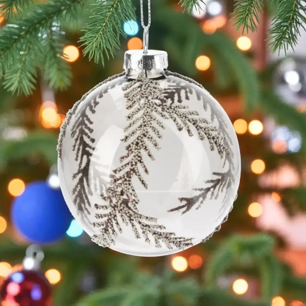Boule noël transparent feuille