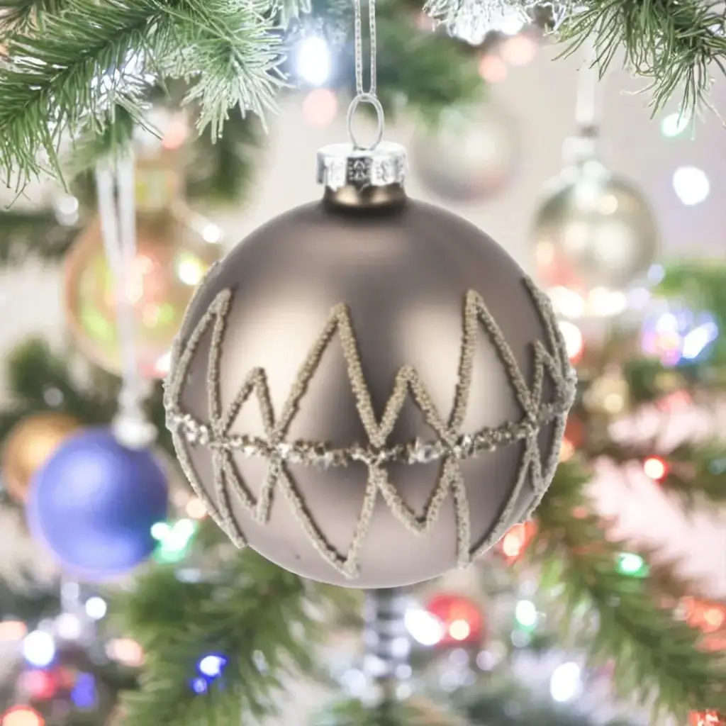 Boule noël gris brillant
