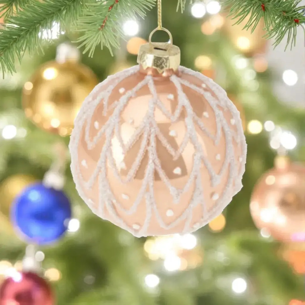 Boule verre 8cm dore  3