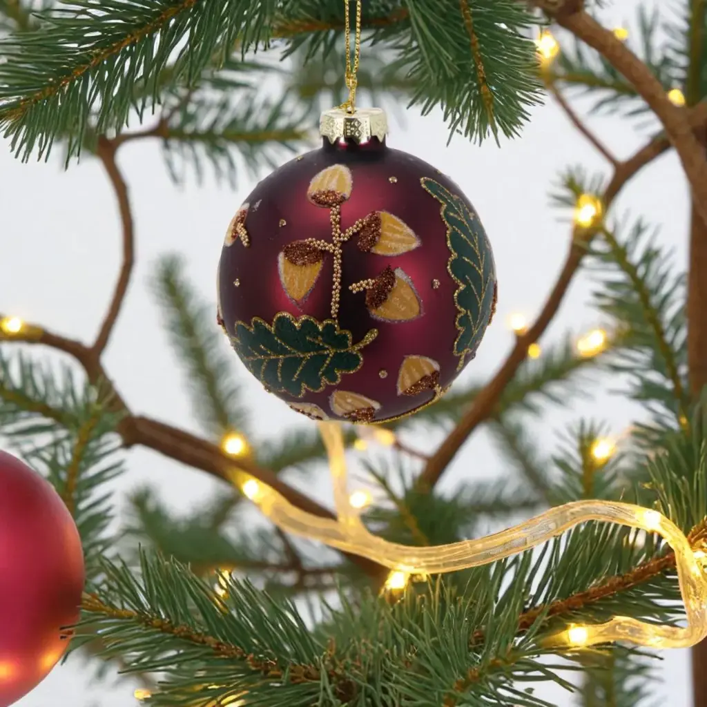 Boule noël verre bordeaux 8cm 