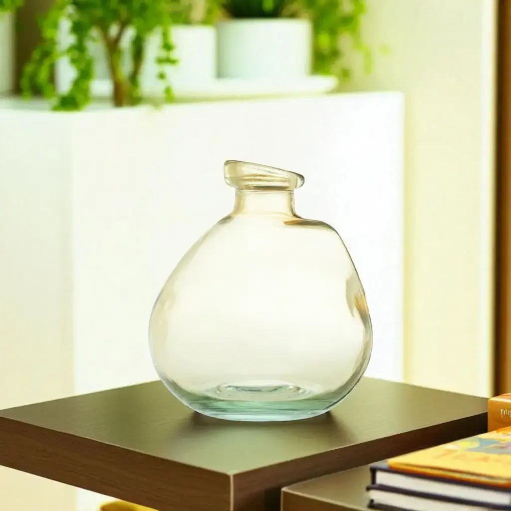 Vase verre 14x16cm  jaune